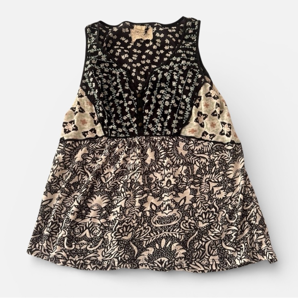 Anthropologie Akemi + Kin Women’s Cotton Multi-print Embroidered Top Size Small